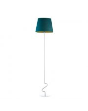 Chromowana lampa stojąca z abażurem do salonu SURAT VELUR