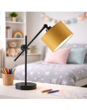 Designerska lampa stołowa na regulowanym ramieniu MALI z musztardowym kloszem