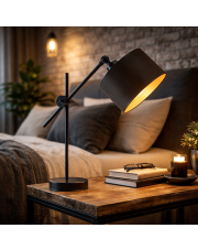 Czarna lampka nocna z regulowanym ramieniem MALI GOLD w stylu loftowym