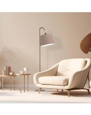 Elegancka lampa stojąca do salonu TALLIN z beżowym abażurem