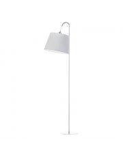 Skandynawska lampa podłogowa na chromowanym stelażu TALLIN z kloszem w kolorze jasnoszarym