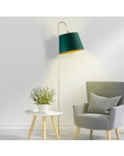 Lampa stojąca w stylu eklektycznym TALLIN GOLD z abażurem w kolorze butelkowej zieleni