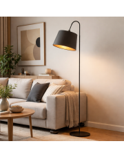 Czarna lampa stojąca do salonu TALLIN GOLD