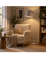 Oryginalna lampa stojąca do salonu w kolorze szarym TALLIN VELUR
