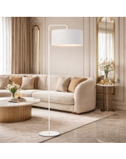Biała lampa stojąca do salonu BOLIVIA lampa stojąca z abażurem 40 cm do dużego salonu