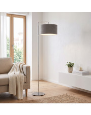 Designerska lampa podłogowa z szarym abażurem BOLIVIA VELUR w stylu skandynawskim
