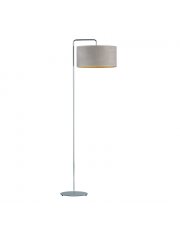 Biała lampa stojąca z szarym abażurem BOLIVIA VELUR
