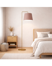 Lampa podłogowa beżowa z tkaninowym abażurem RIJAD