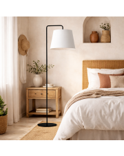 Biała lampa podłogowa do sypialni RIJAD biała lampa podłogowa w stylu glamour