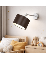 Srebrny kinkiet z regulowanym ramieniem TETE z brązowym abażurem