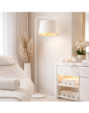 Lampa podłogowa biała glamour RIJAD GOLD