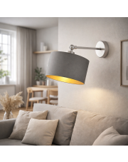 Srebrna lampa ścienna na wysięgniku TETE GOLD kinkiet z regulowanym ramieniem