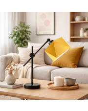 Lampa stołowa na wysięgniku BELO z musztardowym kloszem