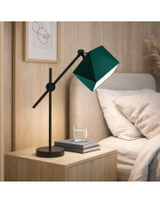 Nowoczesna lampka nocna z ruchomym ramieniem BELO abażur zieleń butelkowa