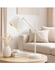 Biała lampka biurowa z regulowanym ramieniem BELO GOLD