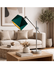 Lampa biurkowa stołowa regulowana BELO GOLD z regulowanym ramieniem w kolorze zieleń butelkowa