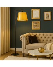 Czarno-złota lampa podłogowa w stylu glamour RIJAD MIRROR