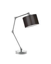 Srebrna lampka biurkowa z brązowym kloszem ASMARA