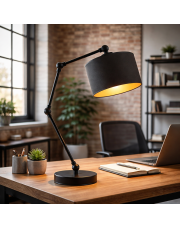 Czarna lampka nocna z regulowanym ramieniem ASMARA GOLD