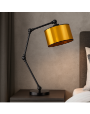 Czarno-złota lampa stołowa z regulowanym kątem padania światła ASMARA MIRROR