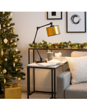 Czarno-złota lampa stołowa z regulowanym kątem padania światła ASMARA MIRROR