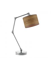 Srebrna lampa biurkowa z drewnianymi elementami ASMARA ECO