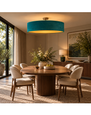 Ekskluzywna lampa sufitowa do jadalni GRENADA VELUR  fi - 80 cm - kolor zieleń butelkowa ze złotym wnętrzem