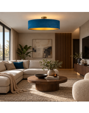 Designerska lampa przysufitowa GRENADA VELUR  fi - 80 cm - kolor granatowy ze złotym wnętrzem