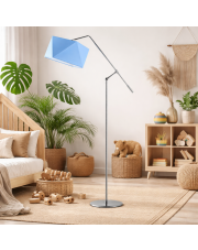 Dziecięca lampa podłogowa z wysięgnikiem do czytania COLMA  z niebieskim abażurem do pokoju dziecięcego