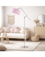 Srebrna lampa podłogowa w kształcie łuku COLMA z regulowanym ramieniem