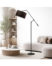 Lampa stojąca podłogowa na wysięgniku regulowanym COLMA z brązowym abażurem