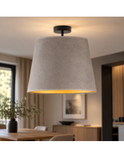 Designerska lampa sufitowa do salonu KAIR VELUR - kolor szary ze złotym wnętrzem