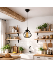 Czarna 1-płomienna lampa wisząca do kuchni druciana loft KENITRA LOFT