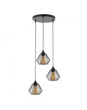 3-płomienna czarna lampa druciana LAVIS LOFT