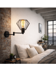 Czarny loftowy kinkiet z regulowanym ramieniem VALLETTA LOFT