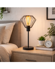 Czarna lampka nocna druciana loftowa TAZA LOFT