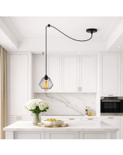 Regulowana lampa wisząca pająk do kuchni 1-płomienna DIORO LOFT L1 czarna druciana w stylu loftowym