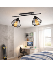 Czarna loftowa lampa sufitowa 2-punktowa regulowana nad stół HOUSTON LOFT