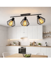 Lampa sufitowa loft czarna 3-punktowa z regulowanymi kloszami KINGSTON LOFT