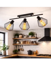 Lampa sufitowa loft czarna 3-punktowa z regulowanymi kloszami KINGSTON LOFT