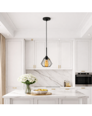 Minimalistyczna lampa wisząca 1-płomienna KOLOMBO LOFT czarna druciana w stylu loftowym