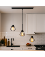 Kuchenna lampa wisząca na listwie 3-punktowa loft ROMOS LOFT z regulowaną długością przewodu