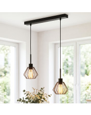 Czarna 2-punktowa lampa wisząca regulowana ZAFRA LOFT z metalowymi kloszami