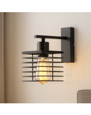 Czarna lampka ścienna loft GALATI LOFT metalowy kinkiet industrialny do salonu i sypialni