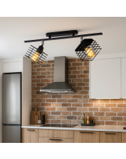 Lampa sufitowa 2-płomienna czarna PARMA LOFT – loftowa regulowana lampa