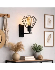 Kinkiet loft czarny SUEZ LOFT – nowoczesna lampka ścienna do sypialni