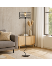 Nowoczesna lampa stojąca do sypialni PARLA LOFT z drucianym abażurem