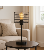 Minimalistyczna lampka stołowa do salonu RENNES LOFT w kolorze czarnym