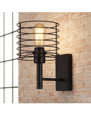 Czarny kinkiet loftowy LED do sypialni PEREA LOFT z drucianym kloszem