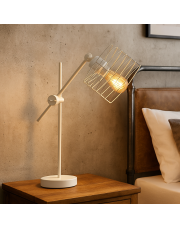 Biała lampa stołowa z regulowanym ramieniem NEAPOL LOFT w stylu industrialnym